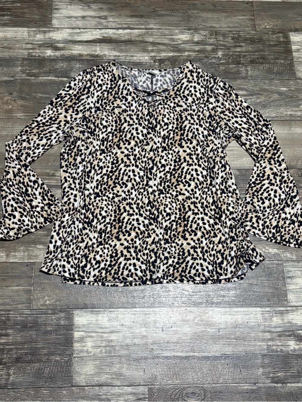 Cato Leopard-Print Blouse in Beige, Black and Cream